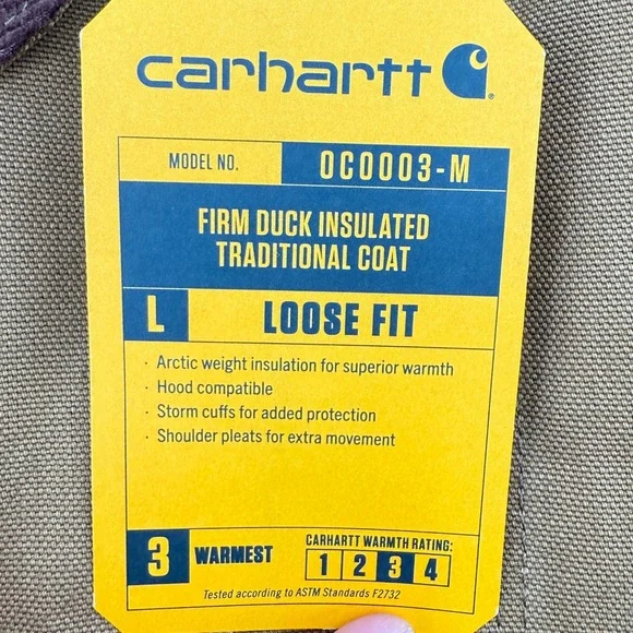 Carhartt Firm Duck Insulated Traditional Coat Brown Men 3XL Loose Fit OC0003-M - Picture 8 of 9